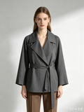 Wool Silk Belted Trench Coat